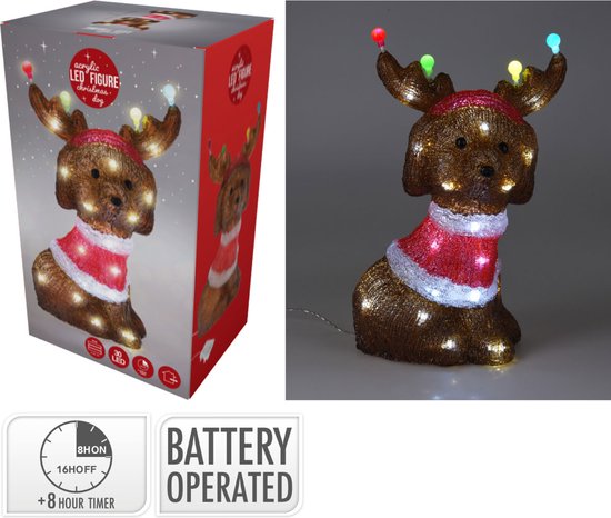 Weihnachtshund mit LED - Acryl - 35cm