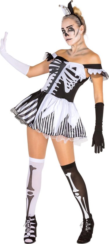 Dressforfun Faschingskostüm Schwarz-Weiß-Skelett – Damen – Größe M