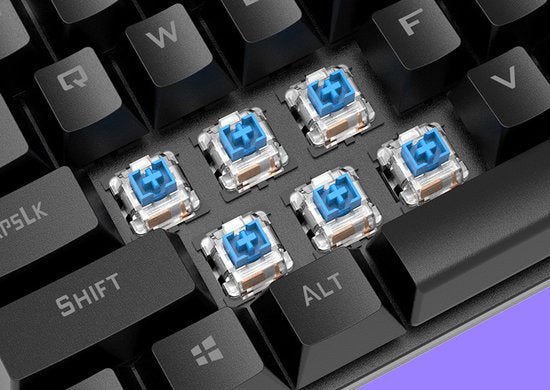 XUNFOX RGB mechanische Gaming-Tastatur - 87 Tasten - Windows/Mac - Blauer Schalter - Anti-Ghosting - Schwarz/Grau