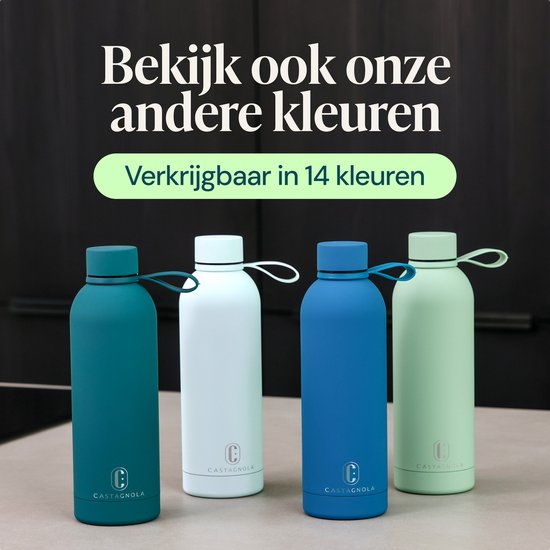 Castagnola Wasserflasche - Edelstahl-Trinkflasche 500 ML - Stahl-Thermosflasche - Trinkflaschen für Erwachsene - Doppelwandig - Hellblau
