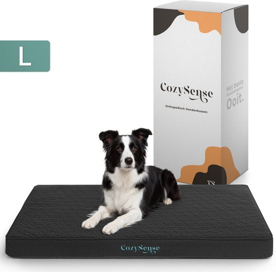 CozySense® Orthopädisches Hundekissen 90 X 55 Cm - Größe L - Wasserdicht - Geeignet als Sitzkissen & Hundebett - Waschbarer Bezug - Schwarz