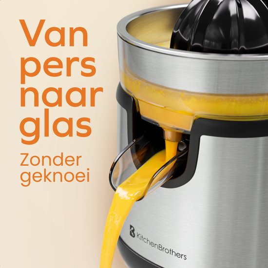 KitchenBrothers Zitruspresse - Mit Ausgießer und Griff - 0.35L - Edelstahl