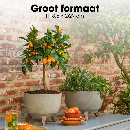 Mica Decorations Doppio Pflanzkübel auf Füßen – 18,5 x Ø29 cm – Pflanzkübel für den Außenbereich – Blumenkästen für den Balkon – recycelter Kunststoff – grau