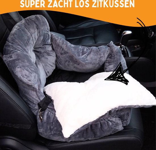 By Cee Cee Luxury Dog Basket Car - Hundeautositz - weich und stilvoll - Hundesitz - mit Sicherheitsgurt - dunkelgrauer Autositz