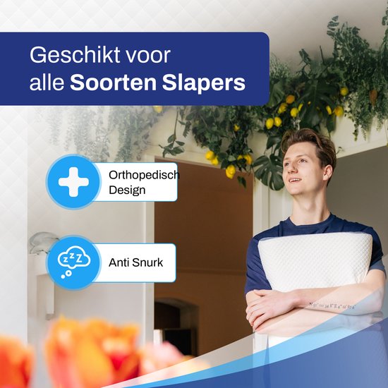 Sleeptight Ergonomisches Kissen Nackenschmerzen - Anti-Schnarch-Kissen Orthopädisch - Kühlendes Apnoe-Kissen - Mittelweicher Memory-Schaum - Seitenschläfer - 60x40x12cm