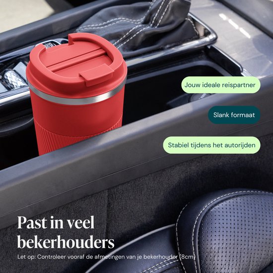 Castagnola Thermos Cup - Kaffeebecher To Go - Reisebecher für Kaffee und Tee - Teebecher - 510 ML - Edelstahl - Rot
