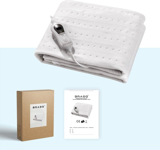 BRASQ Elektrisches Unterbett 150x80 cm - 1 Person - Wärmedecke - 3 Heizstufen - Timer & Fernbedienung - 60W Energiespar-Heizdecke
