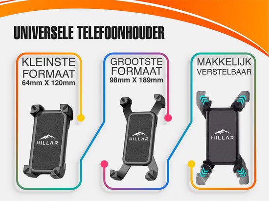 Hillar Smartphone Halter - Für Fahrrad - Universal - Max. Handygröße 189 × 98 × 12 mm - Schwarz