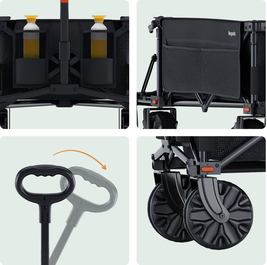 LifeGoods Wagon - Faltbarer Wagen - 130KG - 200L - faltbar - mit Schutzhülle - Schwarz