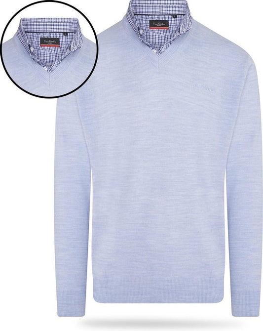 Pierre Cardin - Herren Pullover Mock Pullover - Blau - Größe M