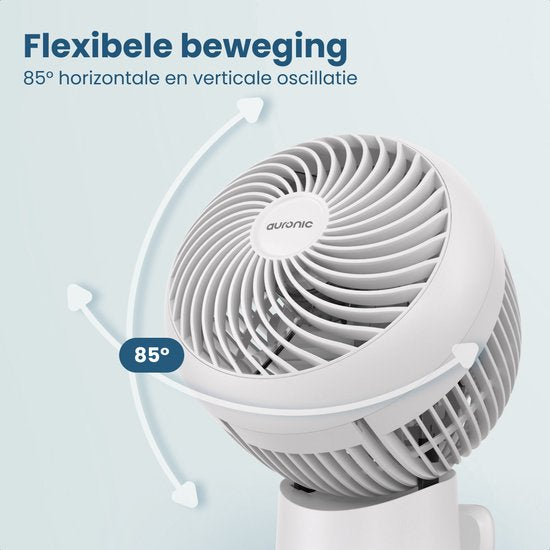 Auronic Tischventilator – Mini-Ventilator – Mit Fernbedienung und Timer – Automatische Schwenkfunktion 85° – 9 Meter Luftstrom – Weiß
