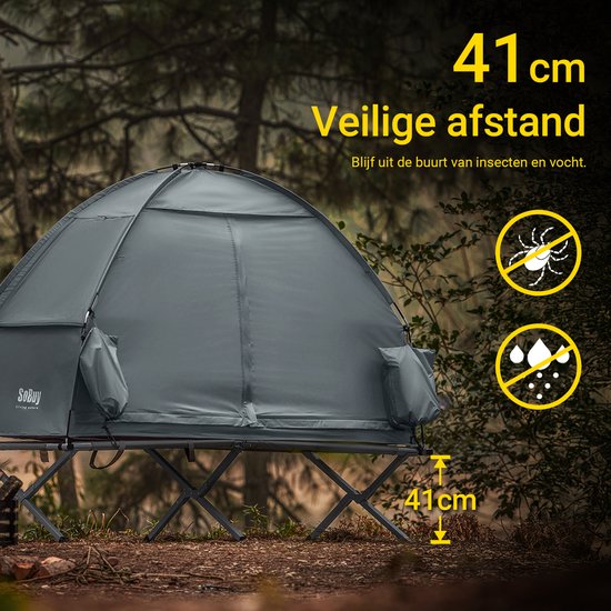 SoBuy OGS32-II-HG Aufblasbares Camping-Zelt - Textil - 193x161cm - Grau
