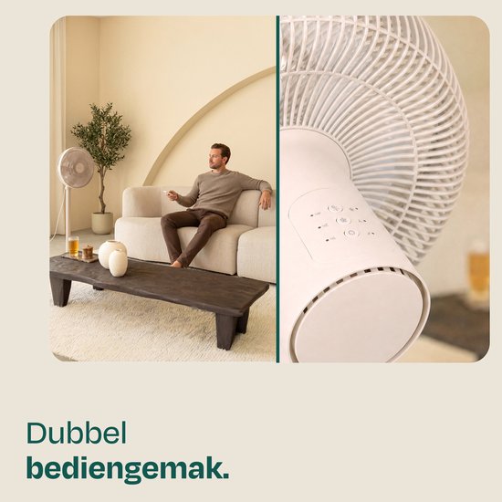 VONROC Bodenventilator – 3 Geschwindigkeitsstufen – inkl. Fernbedienung – Timer – in 3 Höhen verstellbar – beige