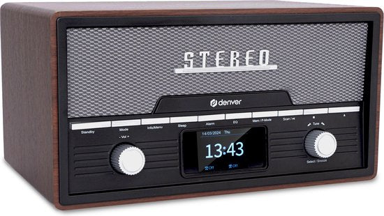 Denver DAB-Radio - Bluetooth - DAB+/ FM - CD - Holz - Braun