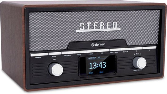 Denver DAB-Radio - Bluetooth - DAB+/ FM - CD - Holz - Braun
