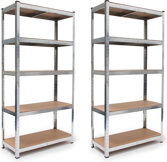 BRASQ Regalschrank - 2er Set - Metall-Lagerregal - Speisekammer - Wandschrank - Lagerregal 180x90x40 - 5 Lagen - 175 KG pro Fachboden - max 875 KG