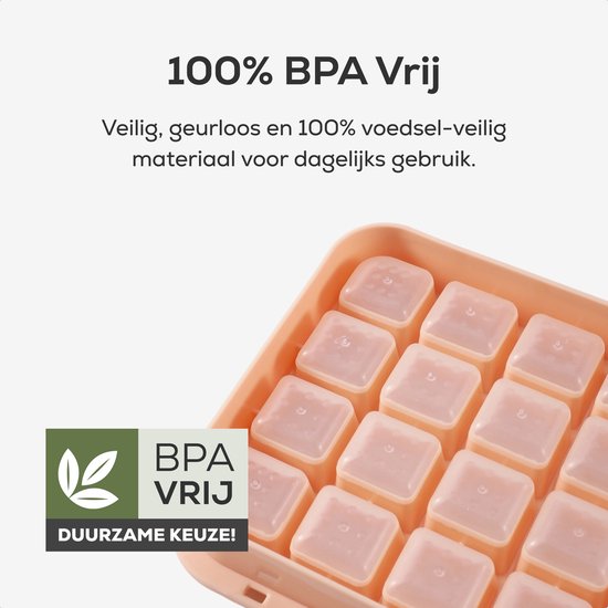 KitchenLove Eiswürfelbereiter - Eiswürfelform mit Deckel & Eisportionierer - 64 Eiswürfel