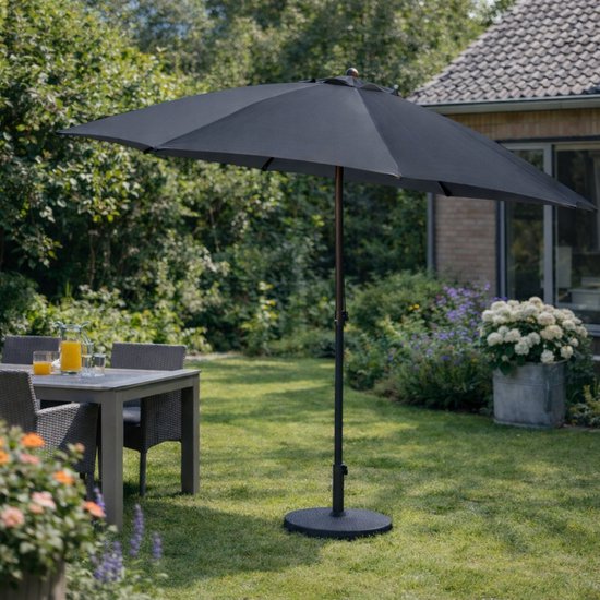 Pro Garden Garten Sonnenschirm Menorca - D230 cm - dunkelgrau - Markise - schwenkbar - Sonnenschirm - mit Abdeckung