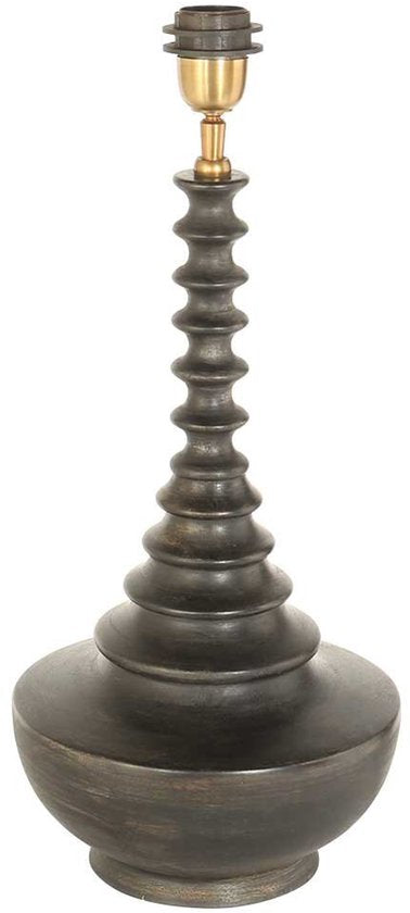 Anne Lighting Tischlampe „Bois“ – schwarz – Holz – 27 cm – E27-Fassung – 3677ZW