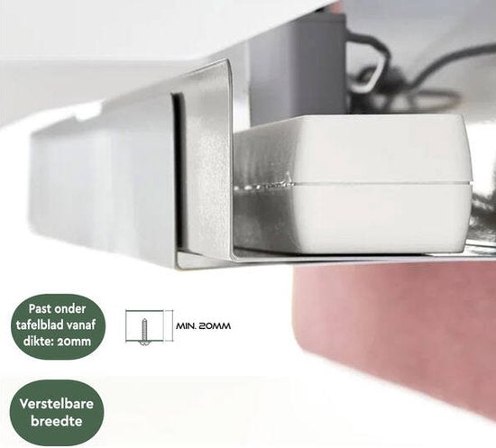 BRASQ Kabelwanne für Schreibtisch – 79-150 cm – Kabelmanagement – Unter Tisch - Weiß