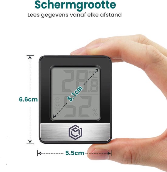 Ease Electronicz Hygrometer - Luftfeuchtigkeitsmesser - Digitale Wetterstation - Luftfeuchtigkeitsmesser - Thermometer für Innenräume - inklusive Batterie