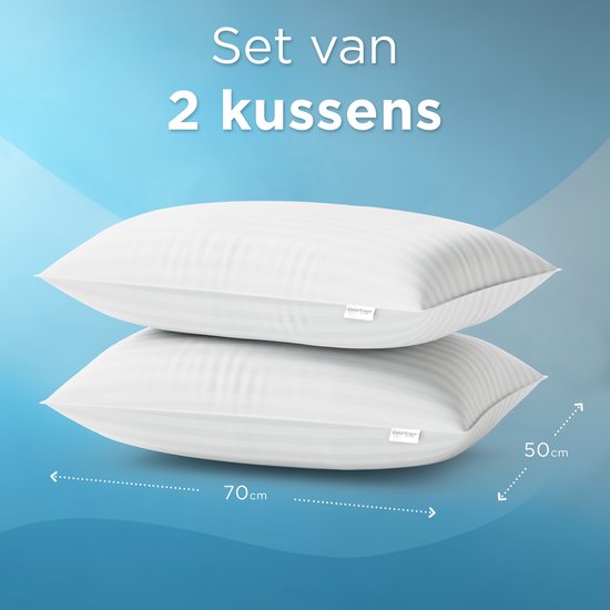 CozySense® Kissen - 2er Set - 50x70 CM - Premium Schlafkissen - 100% Baumwollbezug - Kopfkissen - Stützkissen für Seiten-, Bauch- und Rückenschläfer