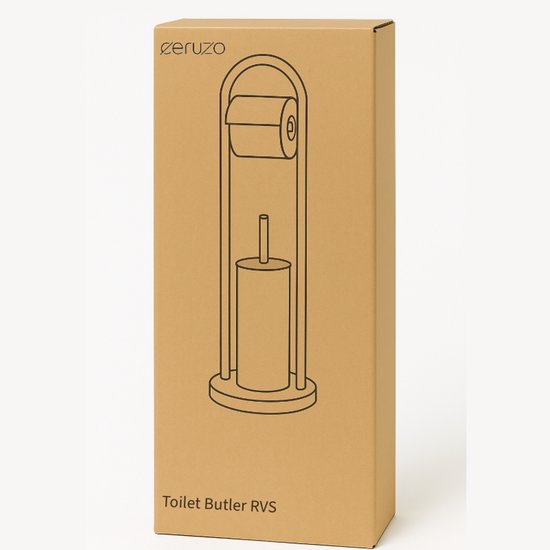 Ceruzo WC-Butler Freistehend - Edelstahl - Glänzend-80 cm - WC-Rollenhalter + Bürste - Luxuriöses Bad-Accessoire