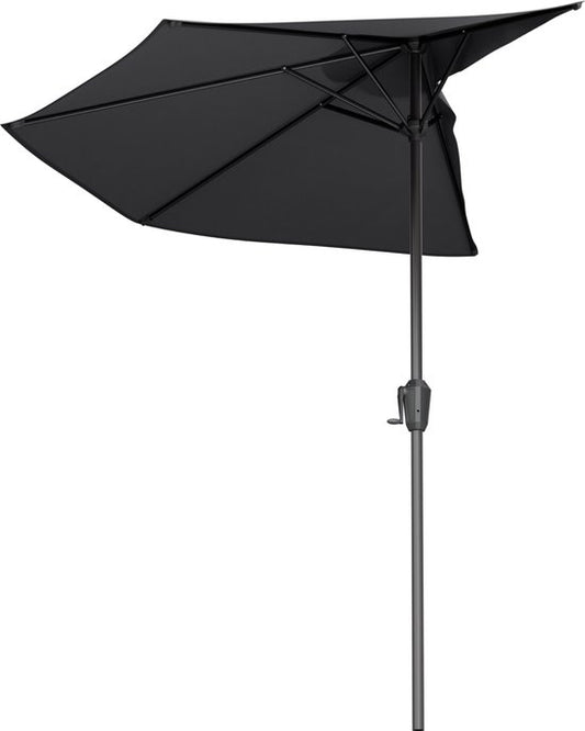 LifeGoods Balkon Sonnenschirm - Garten - 270x135 cm - Halbkreisförmiger Sonnenschirm - Wasserdicht - UPF50+ - Dunkelgrau