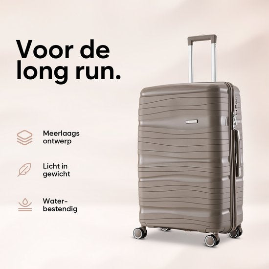 SKYCASES Travelin' Charm - 28-inch großer Reisekoffer - Zahlenschloss - 41x24x69 cm - 98L - leicht, wasserdicht & langlebig - Champagne V2