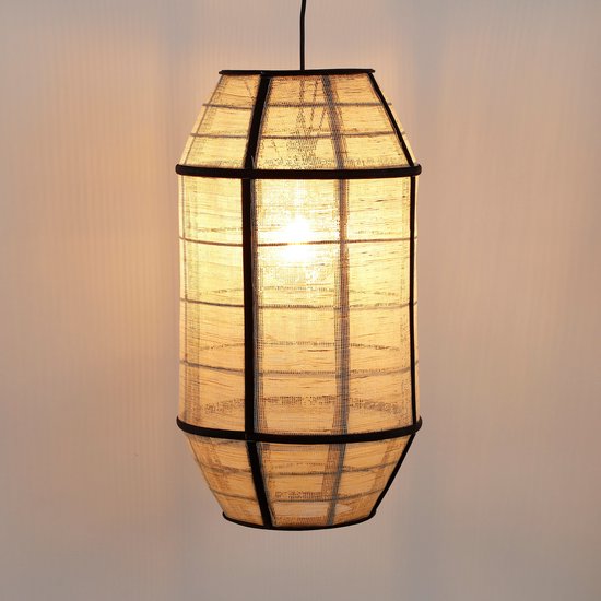 Mica Decorations Pella Pendelleuchte - H58 x Ø33 cm - Leinen - Off-white