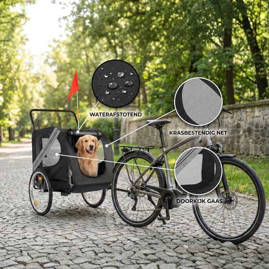 Outbee Hundefahrradanhänger - Hundefahrradanhänger faltbar - Hundeanhänger - 2-in-1 Hundefahrradanhänger - Hundebuggy - Max 35kg