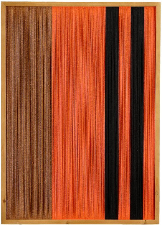 Mica Decorations Kuba Wanddekoration - L50 x B3 x H70 cm - FSC 100% - Baumwolle - Orange/Schwarz/Braun