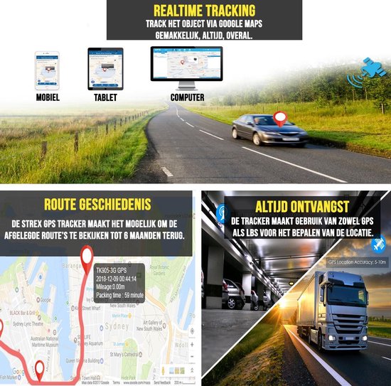 Strex GPS Tracker - Echtzeit mit App - 120 Tage Batterie - IP65 Wasserdicht - Kabellos - Kein Abonnement - Schwarz