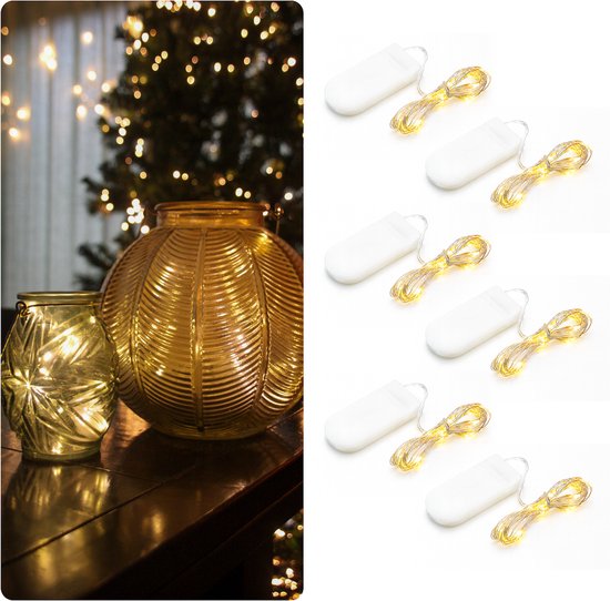 Giftmas Lichterketten - 6x2M LED Lichter - Lichter - Warmweiß - 72 Stunden Brenndauer - Weihnachtsdekorationen für drinnen und draußen - Weihnachtslichter