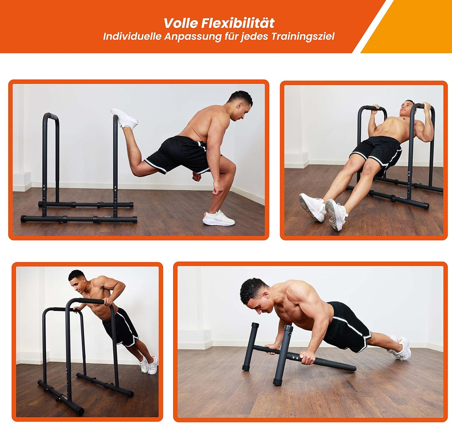 DH FitLife Dip Bars | Dip Station | Kraftstation Fitnessgeräte für Zuhause | Parallettes Calisthenics Trainingsgeräte | Krafttraining 80-100 cm individuell einstellbar
