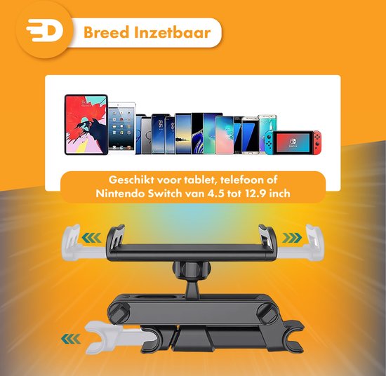 Tablet-Halter Auto - Kopfstütze - 360 Grad drehbar - Geeignet für Tablet, Telefon und mehr