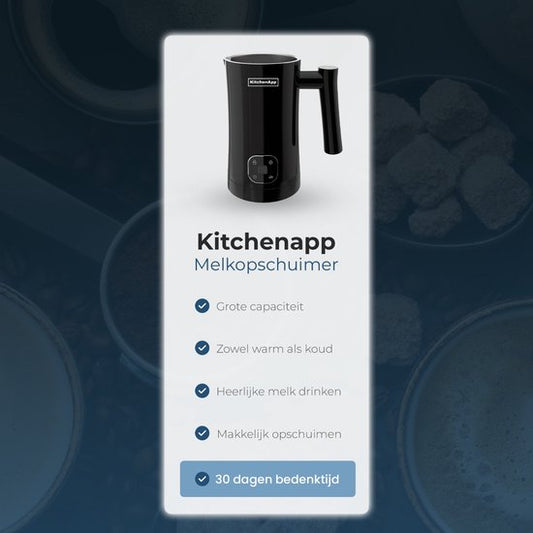 KitchenApp Milchaufschäumer elektrisch - 350 ml - Schwarz