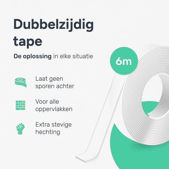 Doppelseitiges Klebeband extra stark - 6 Meter - 3cm breit - Wasserdicht und wiederverwendbar - Montage - Nano - Klebeband - DIY - Transparent