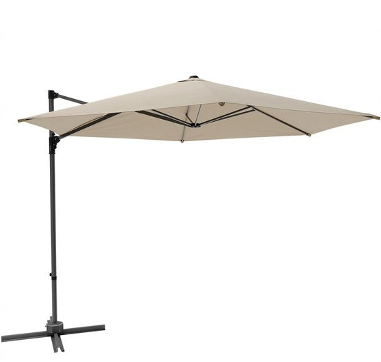 LifeGoods Sonnenschirm - Ø300 cm - 30° neigbar - One-push System - Wasserdicht - mit Bezug - Taupe