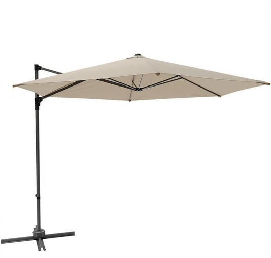 LifeGoods Sonnenschirm - Ø300 cm - 30° neigbar - One-push System - Wasserdicht - mit Bezug - Taupe