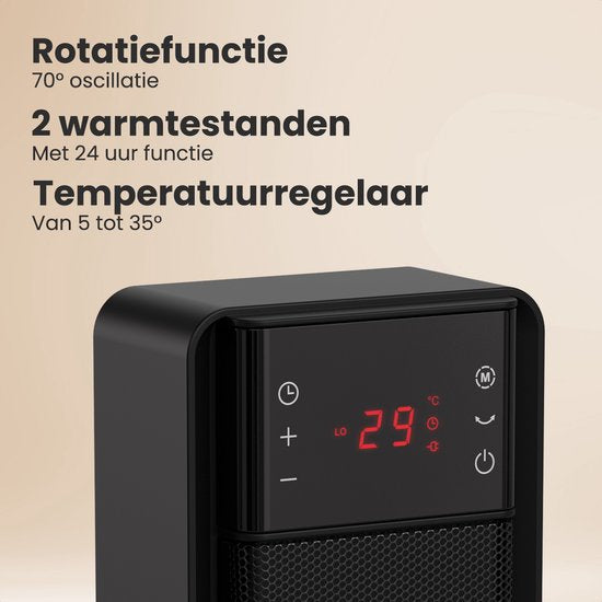 Auronic Elektroherd - Keramischer Herd - Turmherd - 2000W Heizleistung - Schwarz