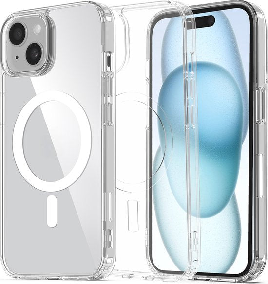 Podec Magsafe Case Passend für iPhone 15 Plus - Mit 3x Bildschirmschutz + 3x Kameraschutz - Magnetisch mit Ring Transparent - Handytasche Transparentes Case