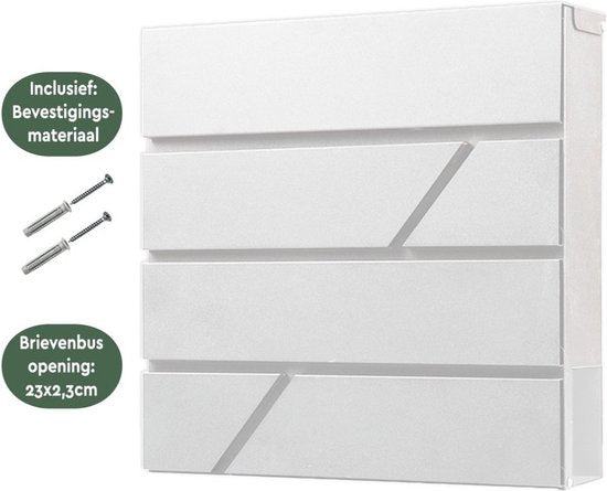 BRASQ Briefkasten Hanging White Deluxe - Wandbriefkasten mit Schloss und Zeitungsfach - Inkl. Befestigungsmaterial & 2 Schlüssel - Postkasten - Briefkasten - Edelstahl