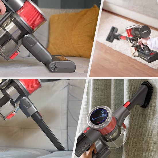 Auronic Stick Staubsauger - Kabellos - Standstaubsauger - Ohne Beutel - 350W - Staubsauger - Grau/Rot