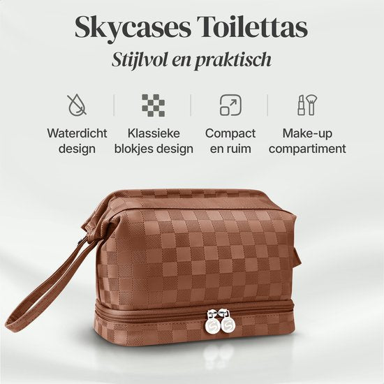 Skycases Travel Essentials - Kulturtasche und Make-up-Organizer - wasserdicht und kompakt - geeignet für Reisen und den täglichen Gebrauch - Unisex - Braun