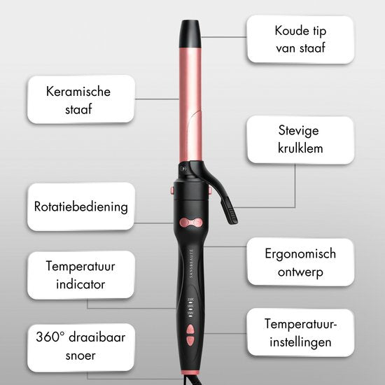 Sansbeauté® 3 in 1 Automatischer Lockenstab mit Klemme - Keramischer Lockenstab - 25mm bis 38mm - Beach Waves - gewelltes Haar - Lockenstäbe 33 38 mm 25 mm - Blowout-Bürste - Haarstyler - Lockenwickler - dünne und dicke Lockenwickler - Lockenstab kurzes H