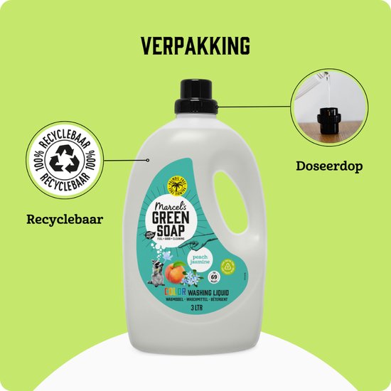 Marcel's Green Soap Flüssigwaschmittel - Großpackung - Pfirsich & Jasmin - 3L - 69 Waschgänge