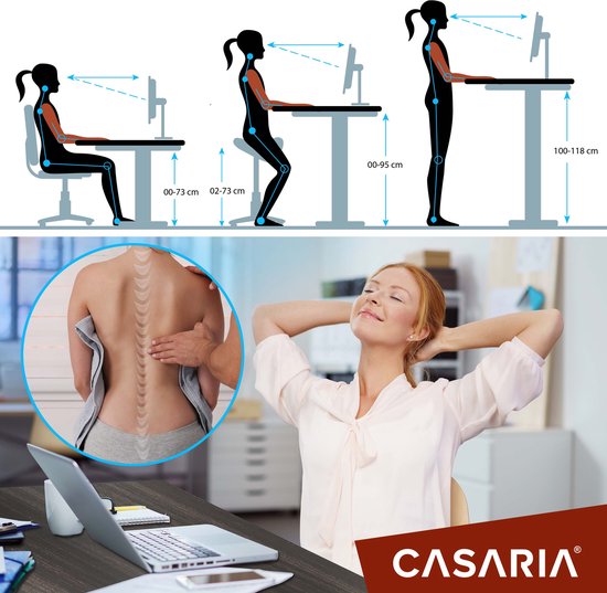 Casaria Sitz-Steh-Schreibtisch - Höhenverstellbar Elektrisch - 140x60cm Braun