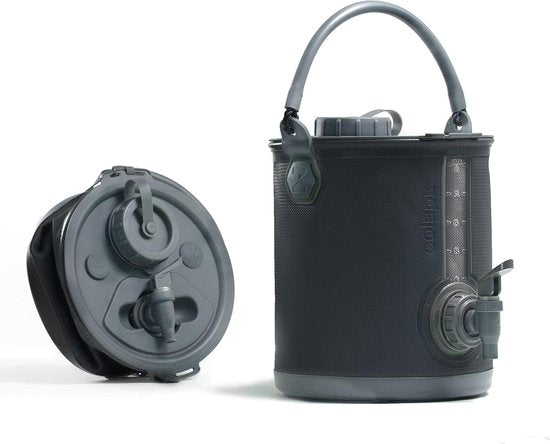 Colapz 2-in-1 faltbarer Wasserspender 8L - Wasserkrug mit Zapfhahn für Camping - Wasserkaraffe mit Deckel - Kanister mit Zapfhahn - Wassertank - Limonadenzapfhahn - Grau - Camping mit Caravan und Wohnmobil in 2024