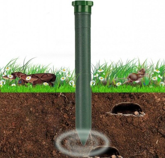 Perel Maulwurfvertilger - Ultraschall - Vibration - batteriebetrieben (nicht enthalten), ± 1000 m²